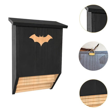 Weatherproof bat box outdoor use - durable cedar wood construction with protective black finish