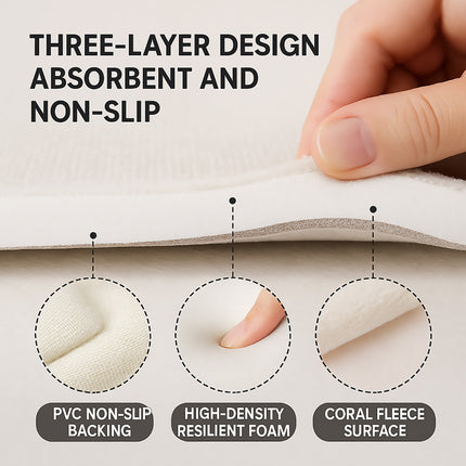 Bathroom Floor Mat Water Absorbent Quick Dry Non-Slip Stain-Resistant Durable