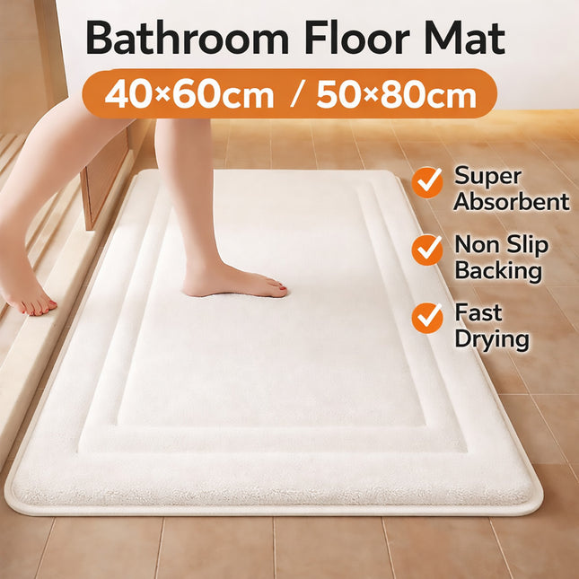 Bathroom Floor Mat Water Absorbent Quick Dry Non-Slip Stain-Resistant Durable