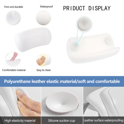 Bathtub Pillow Bath Back Cushion NonSlip Suction Cups WaterResistant Comfortable