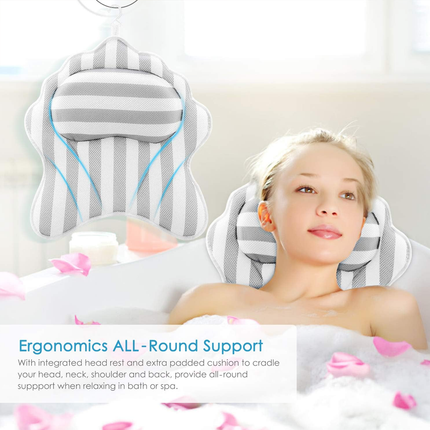 Bath Pillow Non Slip Comfortable Luxury Bath Pillow for Bathroom Spa Relaxation