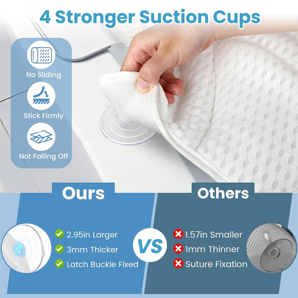 Bath Tub Pillow Non Slip Soft Comfortable for Neck Shoulder Support Waterproof