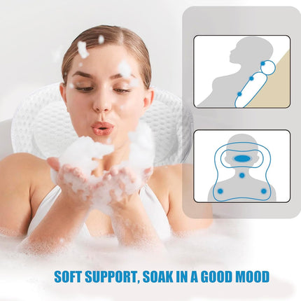Bath Tub Pillow Non Slip Soft Comfortable for Neck Shoulder Support Waterproof