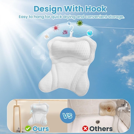 Bath Tub Pillow Non Slip Soft Comfortable for Neck Shoulder Support Waterproof