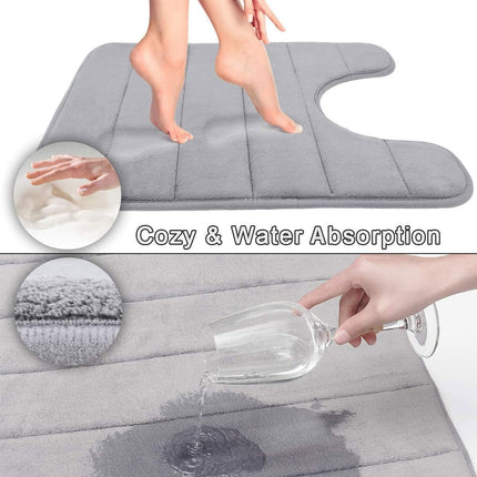Striped Floor Mat Set Three Piece Bathroom Toilet Water Absorbing Carpet Rug