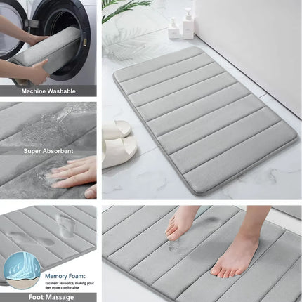 Striped Floor Mat Set Three Piece Bathroom Toilet Water Absorbing Carpet Rug