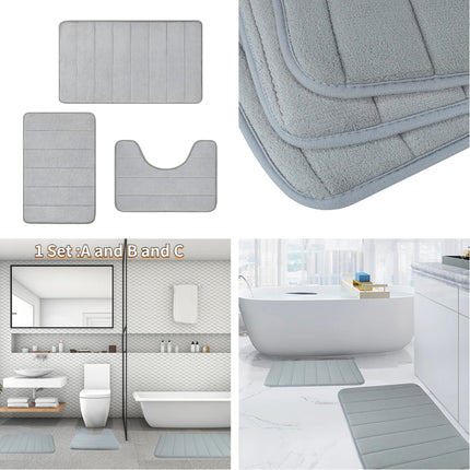 Striped Floor Mat Set Three Piece Bathroom Toilet Water Absorbing Carpet Rug