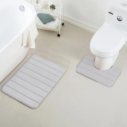 Striped Floor Mat Set Three Piece Bathroom Toilet Water Absorbing Carpet Rug