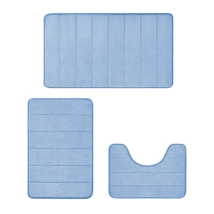3PCS Bathroom Memory Foam Mat Set Non Slip Bath Mat Rug Durable Easy to Clean