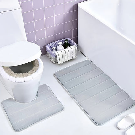 3PCS Bathroom Memory Foam Mat Set Non Slip Bath Mat Rug Durable Easy to Clean