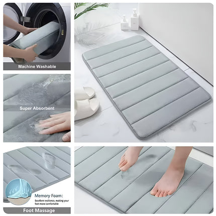 3PCS Bathroom Memory Foam Mat Set Non Slip Bath Mat Rug Durable Easy to Clean