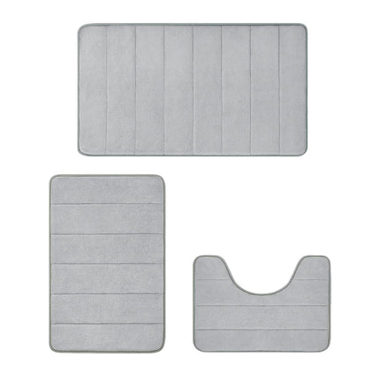 3PCS Bathroom Memory Foam Mat Set Non Slip Bath Mat Rug Durable Easy to Clean