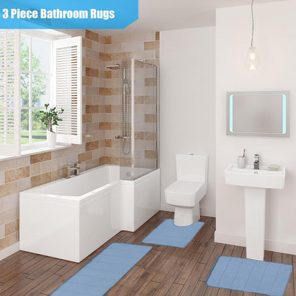 3PCS Bathroom Memory Foam Mat Set Non Slip Bath Mat Rug Durable Easy to Clean