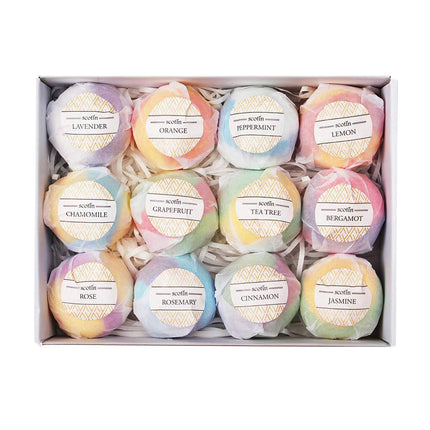 12PCS Essential Oil Bath Fizz Bombs Moisturizing Bath Salt Balls Self Care
