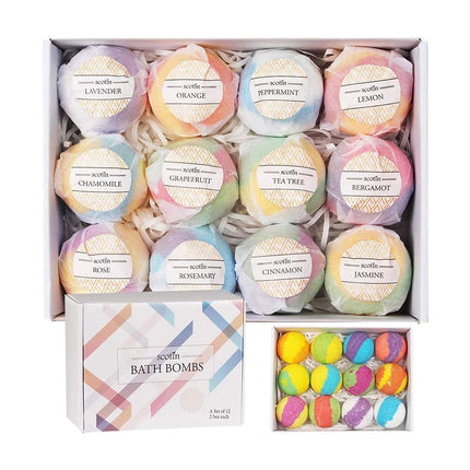 12PCS Essential Oil Bath Fizz Bombs Moisturizing Bath Salt Balls Self Care