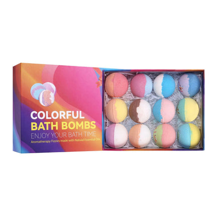 12PCS Essential Oil Bath Fizz Bombs Moisturizing Bath Salt Balls Self Care