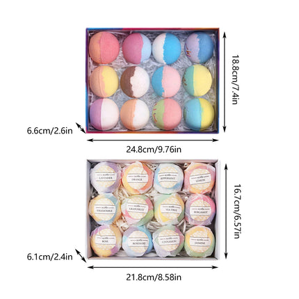 12PCS Essential Oil Bath Fizz Bombs Moisturizing Bath Salt Balls Self Care