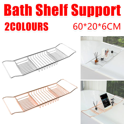 Extendable Bathtub Caddy Tray - Metal Bath Shelf Storage Rack for Toiletries