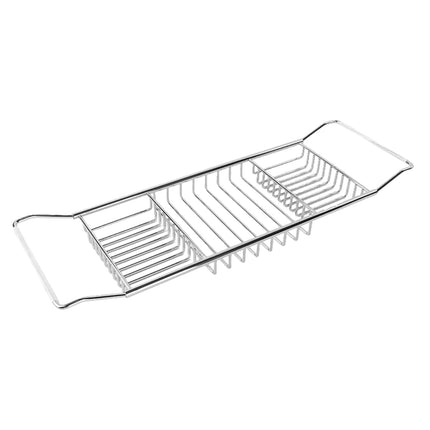 Extendable Bathtub Caddy Tray - Metal Bath Shelf Storage Rack for Toiletries
