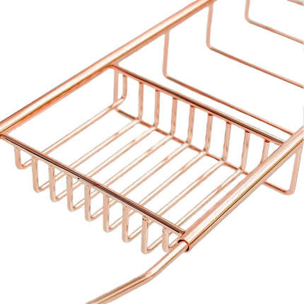 Extendable Bathtub Caddy Tray - Metal Bath Shelf Storage Rack for Toiletries