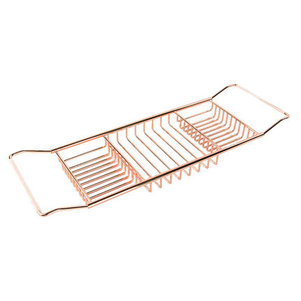 Extendable Bathtub Caddy Tray - Metal Bath Shelf Storage Rack for Toiletries