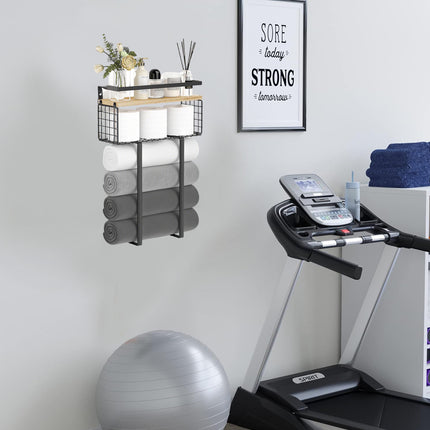 Wall Mounted Bathroom Towel Rack Storage Shelf Multifunctional Holder Organizer