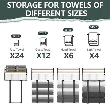 Wall Mounted Bathroom Towel Rack Storage Shelf Multifunctional Holder Organizer