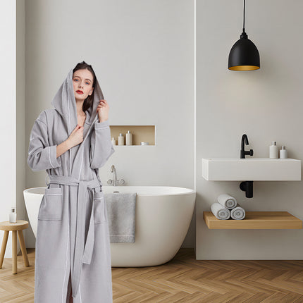 Quick Dry Absorbent Hooded Bathrobe Sleep Robe Comfort for Home Hotel Daily Use