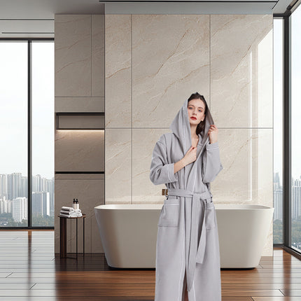 Quick Dry Absorbent Hooded Bathrobe Sleep Robe Comfort for Home Hotel Daily Use