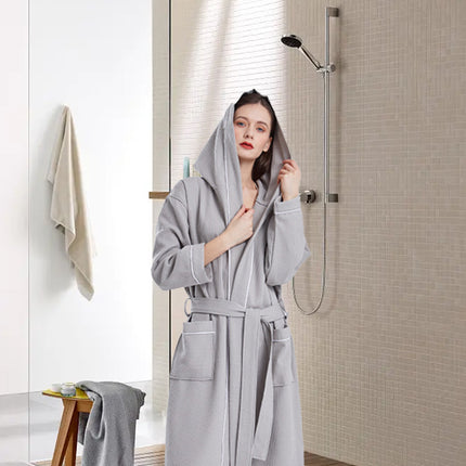Quick Dry Absorbent Hooded Bathrobe Sleep Robe Comfort for Home Hotel Daily Use