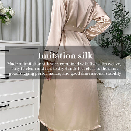 Womens Cardigan Bathrobe Long Sleeve Comfortable Durable for Home Daily Use