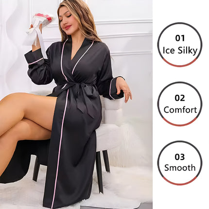 Womens Cardigan Bathrobe Long Sleeve Comfortable Durable for Home Daily Use