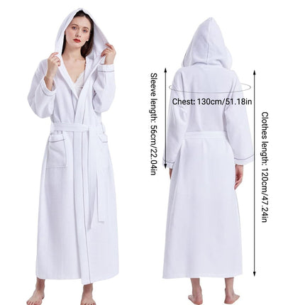 Hotel Bathrobe Waffle Hooded Robe Soft Absorbent for Men and Women Unisex Towels