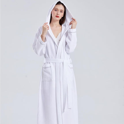 Hotel Bathrobe Waffle Hooded Robe Soft Absorbent for Men and Women Unisex Towels