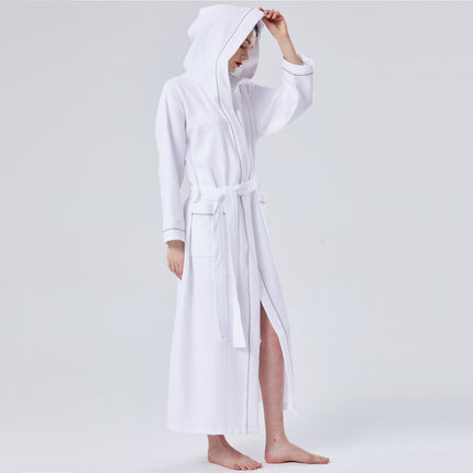 Hotel Bathrobe Waffle Hooded Robe Soft Absorbent for Men and Women Unisex Towels