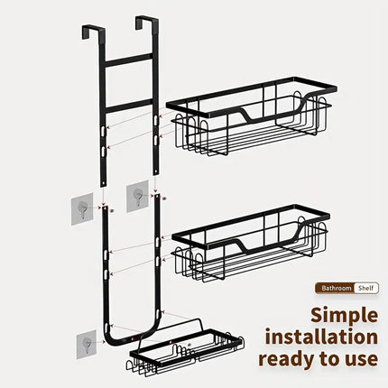 Iron Over the Door Shower Caddy Bathroom Organizer Hook Holder Storage Rack