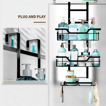 Iron Over the Door Shower Caddy Bathroom Organizer Hook Holder Storage Rack