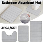 Striped Floor Mat Set Three Piece Bathroom Toilet Water Absorbing Carpet Rug