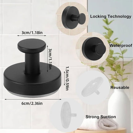 2/4PCS Suction Cup Hook Wall Vacuum Hanger No Drill Coat Hat Holder for Bathroom