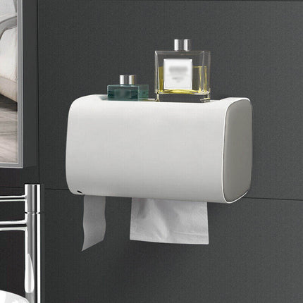 Toilet Paper Holder Waterproof Wall Mounted Roll Paper Tissue Box Shelf Bathroom