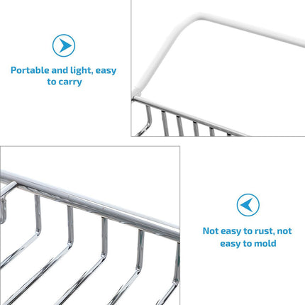 Extendable Bathtub Caddy Tray - Metal Bath Shelf Storage Rack for Toiletries