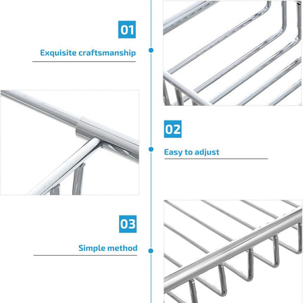 Extendable Bathtub Caddy Tray - Metal Bath Shelf Storage Rack for Toiletries