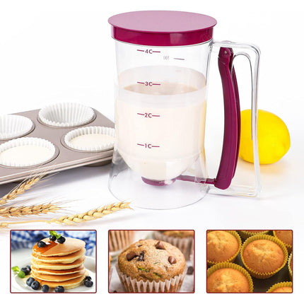 Batter Dispenser Measuring Cup Funnel Cake Cupcake Pancake Baking Tool