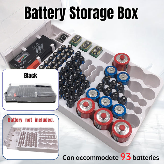 Battery Storage Box With Capacity Tester Organizer for Batteries Home Office Use