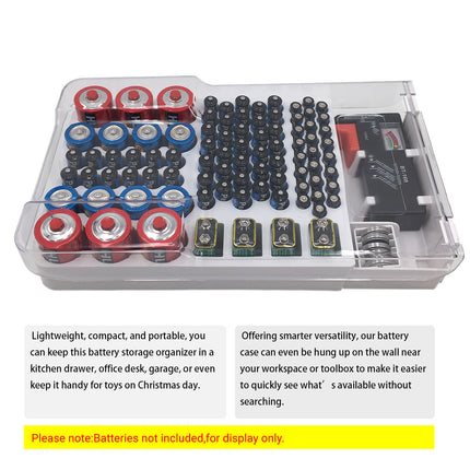 Battery Storage Box With Capacity Tester Organizer for Batteries Home Office Use
