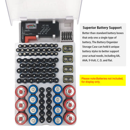 Battery Storage Box With Capacity Tester Organizer for Batteries Home Office Use