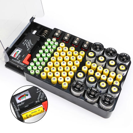 Battery Storage Box With Capacity Tester Organizer for Batteries Home Office Use