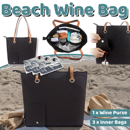 Portable Beach Handheld Wine Bag Durable Easy to Clean for Travel Picnic Use