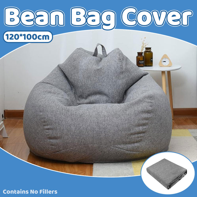 Large Bean Bag Chair Sofa Cover in Grey with Durable Fabric 120×100cm
