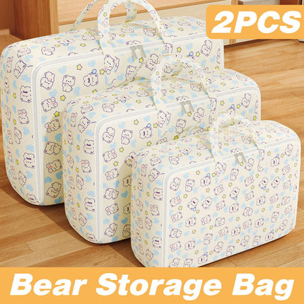 2pcs Foldable Clothes Storage Bag Blanket Organizer Travel Duffel Tote Gym Bag